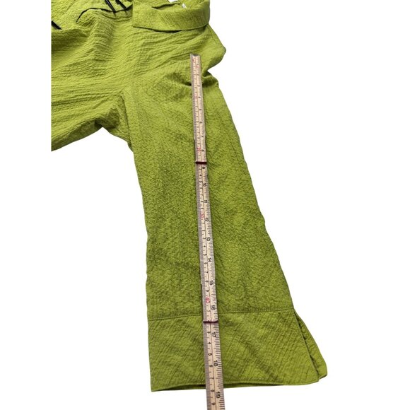 Habitat Lime Green Textured Blouse Size L With Button Loop Closures & Collar - Picture 11 of 11